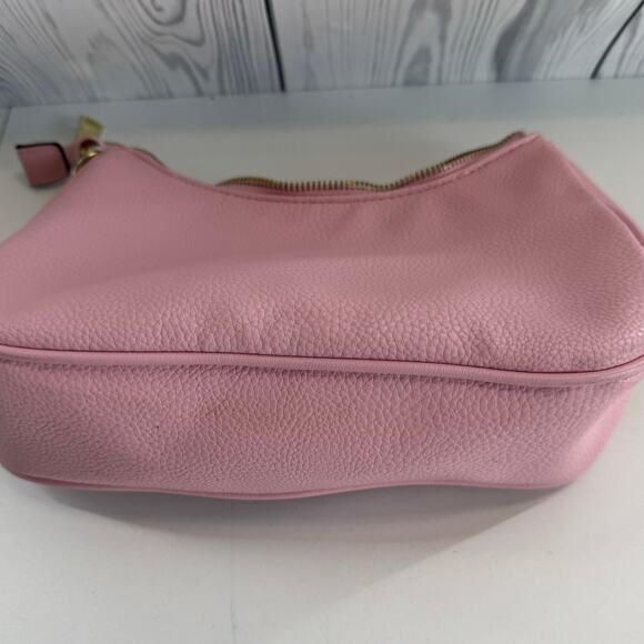 Juicy Couture Shoulder Bag Dusty Blush Gold Name Logo Chain Pebbled - Picture 7 of 7